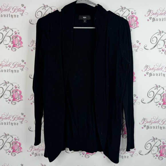 Mossino Sweaters - Mossino cardigan open front waterfall long sleeve Elegant Black Cardigan